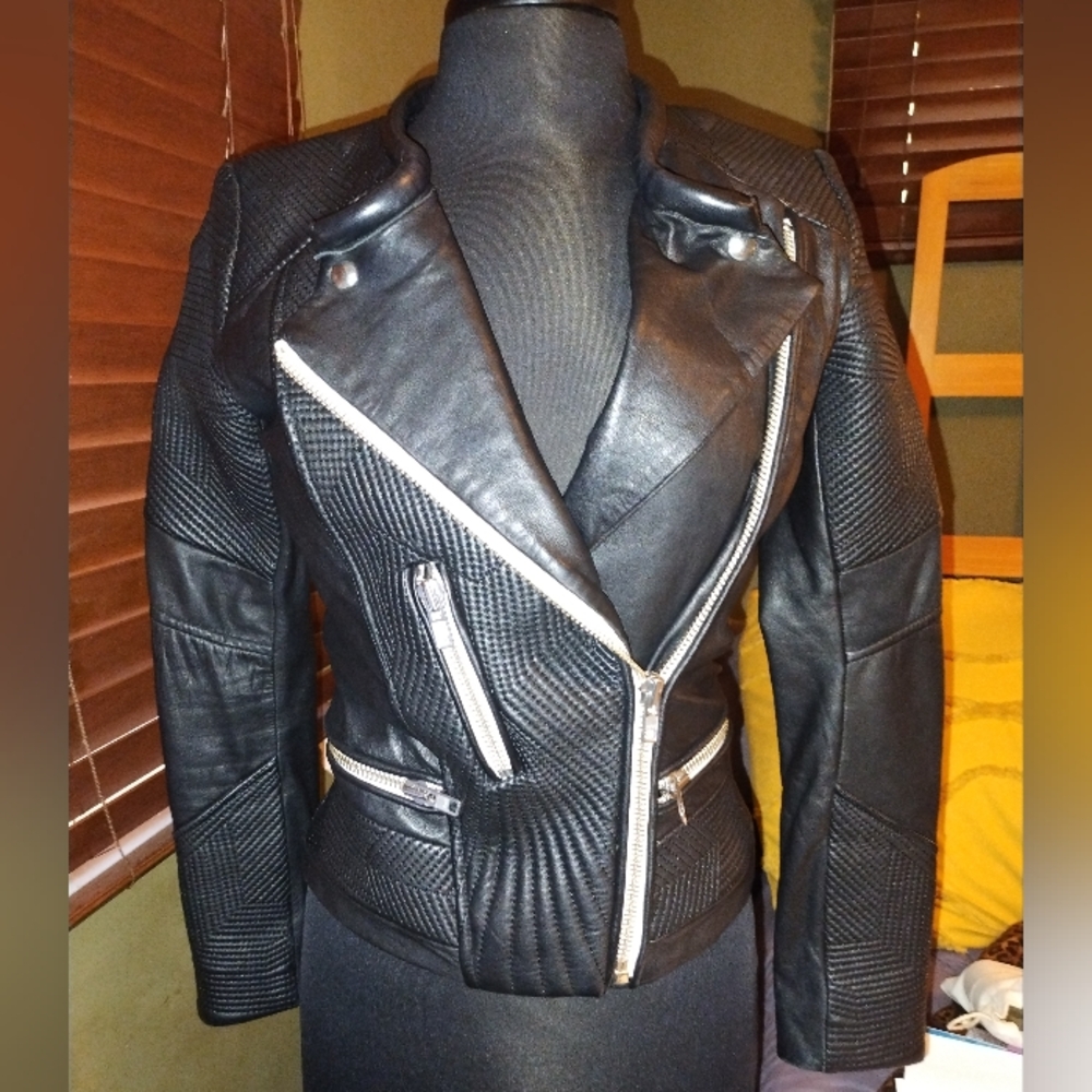 IRO Paris EFIA Lambskin Leather Motorcycle Jacket Size SMALL (EU 36)